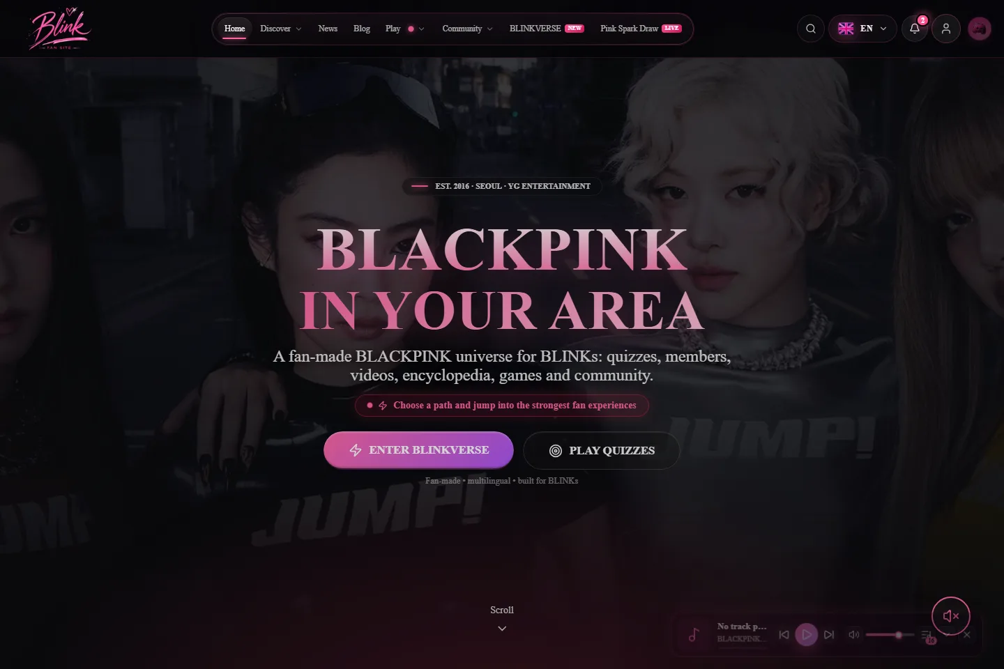 Interface complète de BLACKPINK Fansite
